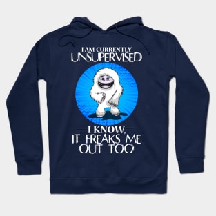 Abominable Snowman Yeti Funny Saying I Am Currently Unsupervised I Know It Freaks Me Out Too Hoodie